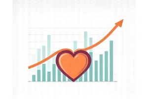 Icona stilizzata di un cuore con delle statistiche, simbolo di dati sanitari