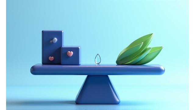 Bilancia legale stilizzata con elementi wellness: una foglia, una goccia d'acqua e un cuore, su sfondo blu chiaro.