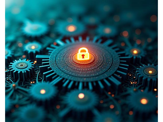 Illustrazione stilizzata di ingranaggi di dati protetti da icone di sicurezza e un lucchetto, simboleggiando la metodologia di raccolta dati e la privacy