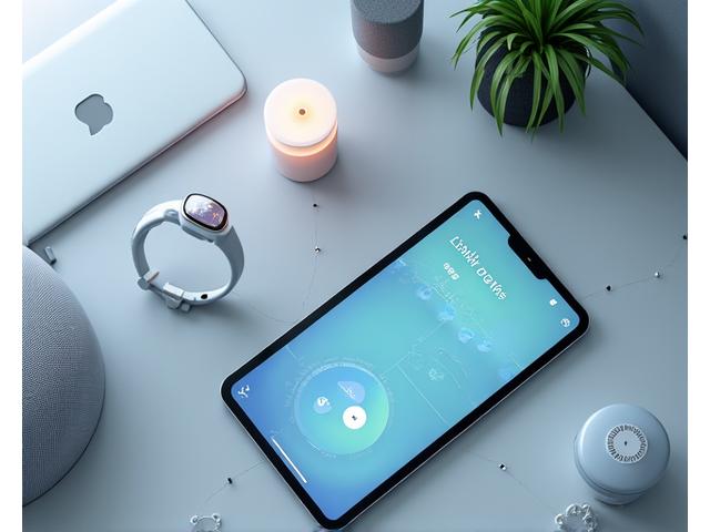 Dispositivi wellness indossabili e uno smartphone collegati in un ecosistema digitale.