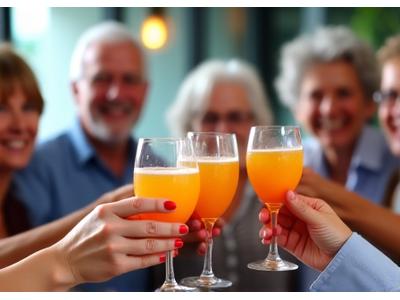 Persone anziane che brindano con entusiasmo per un successo di benessere.