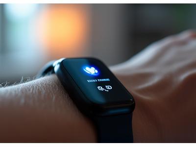 Dispositivo indossabile discreto che segnala una caduta, con icona di SOS.