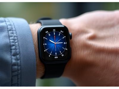 Smartwatch con display ampio che mostra un grafico del battito cardiaco.